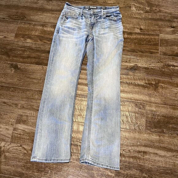 BKE Buckle Aiden Jeans Men's 28x29 Blue Denim Light Wash Embroidered Stretch - Picture 3 of 11